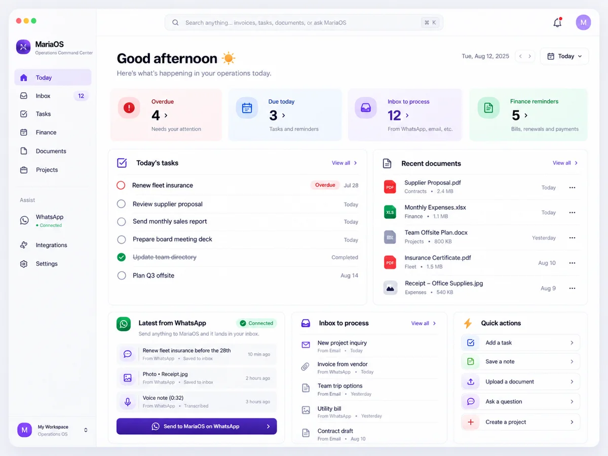 Operations Command Center internal operations dashboard